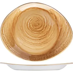 Plate “Scape Ocher” small  porcelain  D=25cm  beige.