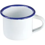 Соусник с ручкой эмалированный сталь 75мл D=5см белый,синий