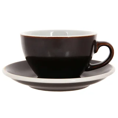 Кофейная пара «Эгг» фарфор 250мл D=95/145,H=55,L=115мм тем.корич.