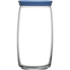 Round jar with lid “Cheshnya”  glass, plastic  1.5 l  D=94, H=200mm  clear, blue