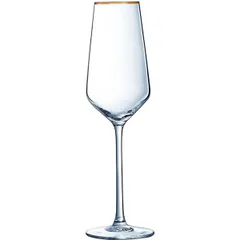 Flute glass “Ultim Bord Or”  christened glass  210 ml , H = 23.2 cm  clear.