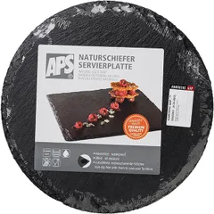 Блюдо для подачи сланец натур. D=220,H=7мм черный, изображение 3