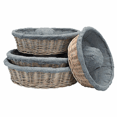 Basket for proofing dough, round, 1.5 kg  willow wicker, fabric  D=34, H=9cm  beige.