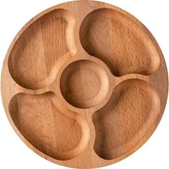 Менажница 5 секций овальных бук D=250,H=25мм св. дерево, изображение 2