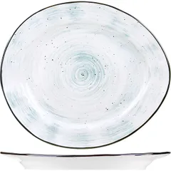 Тарелка «Пастораль» мелкая фарфор ,H=3,L=30,B=26см зелен.