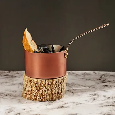 Сотейник «Купер плюс» полированный, с лужением внутри медь,олово 0,85л D=120,H=75мм медный,золотой, изображение 3