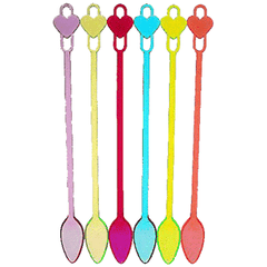 Cocktail stirrers “Heart with spoon”[50pcs] plastic ,L=19cm multi-colored.