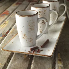 Блюдо «Крафт Вайт» прямоугольное фарфор ,H=24,L=270,B=168мм белый,коричнев., изображение 4