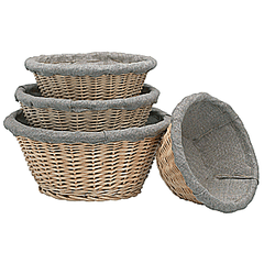 Basket for proofing dough, round, 1.5 kg  willow wicker, fabric  D=27, H=13.5 cm  beige.
