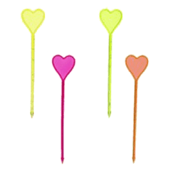 Skewers for canapés “Heart”[250pcs] plastic ,L=85mm multi-colored.