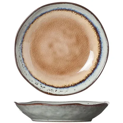 Тарелка маленькая керамика D=155,H=30мм коричнев.,голуб.