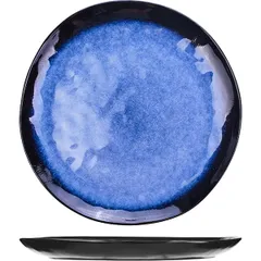 Round dish ceramics D=33cm blue,black