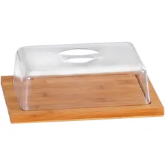 Cheese tray with lid  bamboo, plastic , H=8, L=25, B=20cm