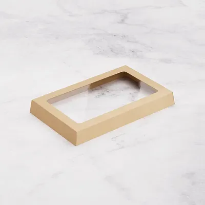 Крышка для бумажного контейнера OneClick 800 мл картон,полипроп. ,L=12,B=20см св.корич.,прозр., изображение 2