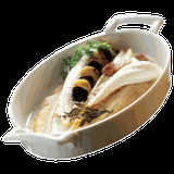 Блюдо «Бель Кузин» овальное с ручками фарфор 0,7л ,H=40,L=240,B=155мм белый