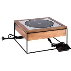 Плита индукционная сталь нерж.,дерево D=24,H=19,L=35,4,B=32,5см 900вт черный,деревян.