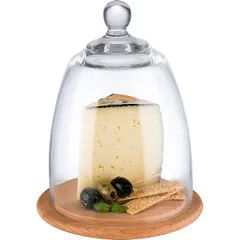 Доска для подачи с крышкой дерево,пластик D=18,5/16,H=24см св. дерево,прозр., изображение 4