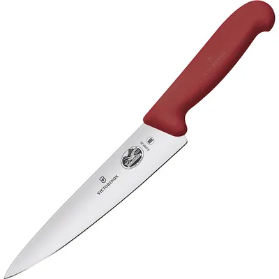 Нож поварской сталь,полипроп. ,L=380/253,B=52мм красный,металлич.
