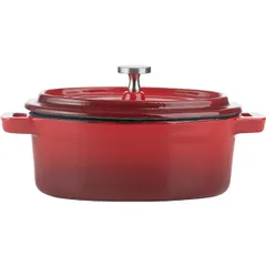 Кастрюля для запекания с крышкой чугун 250мл ,H=70,L=125,B=90мм красный,черный, изображение 3