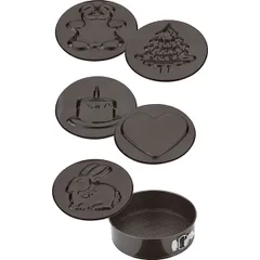 Baking pan 6-variety bottom  steel, anti-stick coating  D=26, H=7cm  black, metallic.