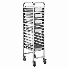 Trolley for trays and gastronorm containers 1/1, 12 tiers  stainless steel , H=174, L=55, B=42 cm  silver.