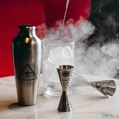 Джиггер «Афродита» 60/90 мл с рисунком сталь нерж. D=45,H=145мм серебрист., изображение 2