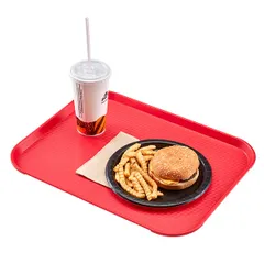 Поднос прямоугольный для Фаст Фуд пластик ,L=45,7,B=35,5см красный, изображение 2