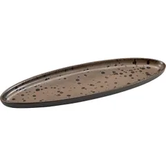 Serving dish “Phobos” oval ceramics ,H=30,L=375,B=115mm brown.