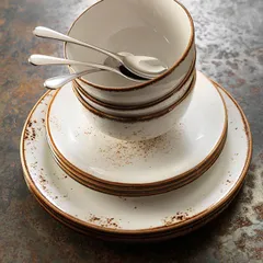 Блюдо для пиццы «Крафт Вайт» фарфор D=31,H=2см белый,коричнев., изображение 3