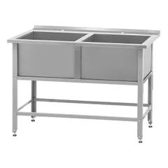 Ванна моечная «Base» ВМСб-530/2 с полкой для смесителя (2 чаши, 2 отверстия) сталь нерж. ,H=86,L=101