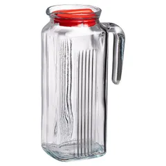 Кувшин «Фриго» с крышкой стекло 1л D=97,H=181,L=125мм прозр.,красный