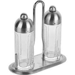 Oil/vinegar set 2 pcs. “Geometry”  glass, stainless steel , H=200, L=200, B=95mm  transparent, metallic.