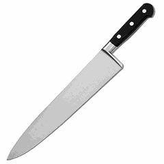 Knife for slicing meat  steel, plastic , L=25cm  black, metal.