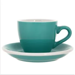 Кофейная пара «Эгг» фарфор 80мл D=65/115,H=55,L=85мм бирюз.