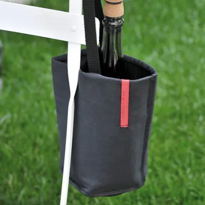 Емкость для охлаждения бутылок «Вайн Кулерс» с ручкой хлопок,полиэстер D=13,5,H=23см черный, изображение 3