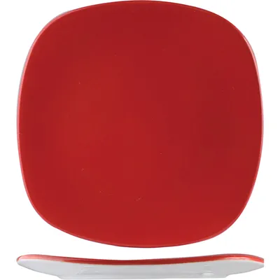 Тарелка квадратная «Фиренза Ред Квадро» фарфор ,H=3,L=28,B=28см красный,белый