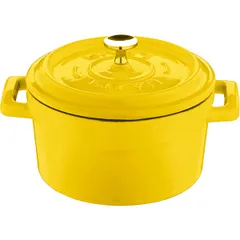 Baking pot with handles  enameled cast iron  0.55 l  yellow.