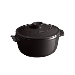 Кастрюля для запекания с крышкой керамика 2,5л D=22,H=15,5см черный