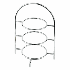 3-tier shelf for round plates  chromed metal  D=10.5, H=25, L=18.5, B=16 cm