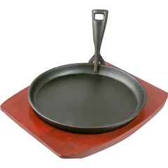 Frying pan for fajitas “Amber Cast Matt”  cast iron, wood  D=220, H=40, L=275, B=225mm  black, St. tree