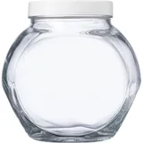 Банка круглая с крышкой «Бэлла» стекло,пластик 2л D=10,5,H=17см прозр.,белый