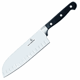 Нож кухонный «Сантоку» сталь нерж.,пластик ,L=18см черный,металлич.