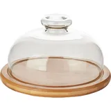 Поднос фуршетный для сыра с крышкой бамбук,стекло D=16/20,H=11см прозр.,св. дерево