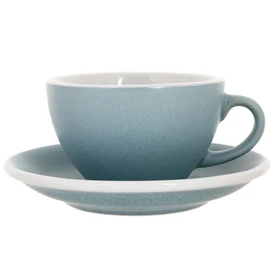 Кофейная пара «Эгг» фарфор 300мл D=110/155,H=65,L=135мм голуб.