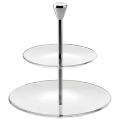 2-tier shelf for dessert “Full Moon” D=15/21cm aluminum, glass ,H=23cm transparent,metal.