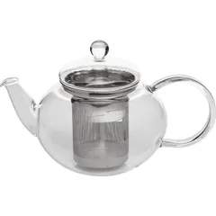 Чайник заварочный «Мико» стальной фильтр стекло,нерж. 0,8л ,H=14,L=22,1,B=13,6см прозр.,серебрян., изображение 2