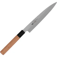 Yanagiba knife for sushi, sashimi  stainless steel, beech , L=360/210, B=35mm  metal, holy. tree