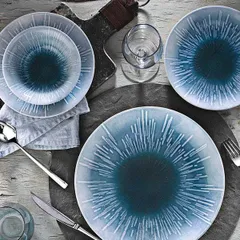 Тарелка «Нанокрем Блю» мелкая фарфор D=230,H=25мм голуб., изображение 3