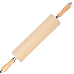 Rolling pin with rotating handles  beech  D=8, L=65/35cm  wood, white