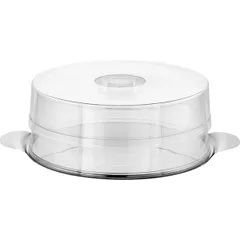 Подставка для торта с двумя крышками (h=7/11см) сталь нерж.,полистирол D=30см металлич.,прозр., изображение 2